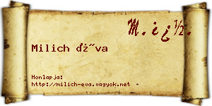 Milich Éva névjegykártya