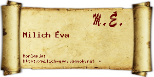 Milich Éva névjegykártya